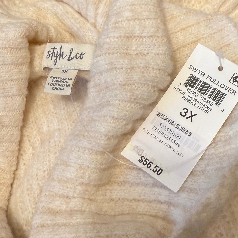 Style‎ & Co Women's 3X Pebble Heather Cowl Neck Knit Pullover Sweater - Picture 4 of 6